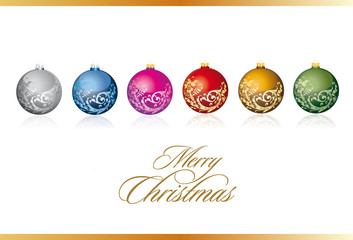 Carte Merry Christmas boules de No&euml;l