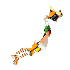 Japan Map made by delicious sushi