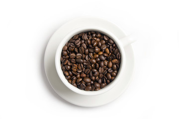 Coffe beans in the white cup