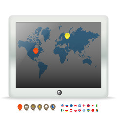 Modern touch gadget with world map