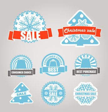 Winter vector discount labels set
