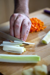 Cuisine, cuisinier, gastronomie, aliment, couper