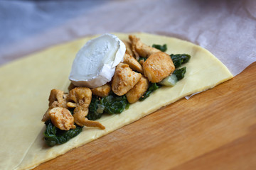 cuisine, gastronomie, feuilleté, poulet, fromage, tarte
