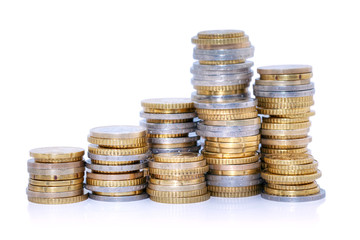 Piles de monnaie d'euros