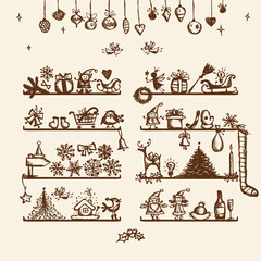Christmas shop, sketch drawing for your design