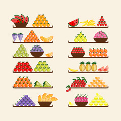 Shelves with fruits for your design