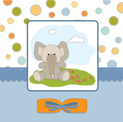 new baby card with elephant