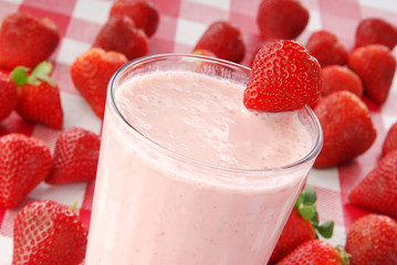Close up of a strawberry smoothie