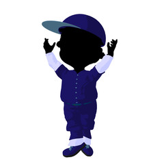 Little African American Baseball Girl Illustration Silhouette