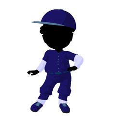 Little African American Baseball Girl Illustration Silhouette