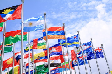 Brazil Argentina and world flags