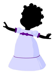 Little African American Romance Girl Illustration Silhouette