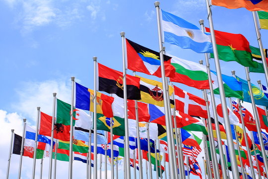 Brazil Argentina and world flags