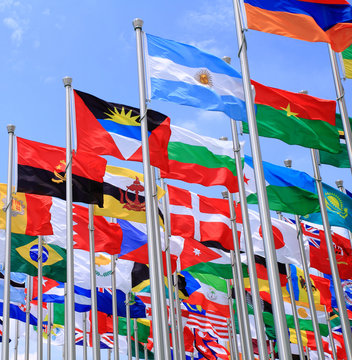 Brazil Argentina and world flags
