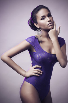 Sexy young african woman in lingerie