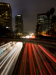 Fototapeta na wymiar Los Angeles, Urban City at Sunset with Freeway Trafic