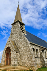 Fototapeta na wymiar Etretat, kaplica Notre-Dame z Garde, Normandia, Francja