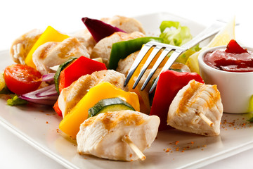 Grilled meat and vegetables