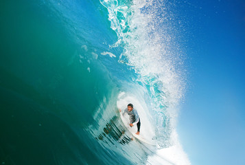 Surfer on Blue Ocean Wave