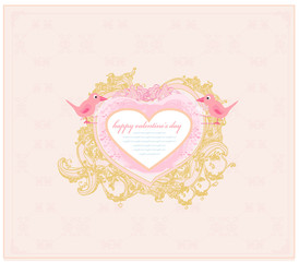 valentine's day greeting card with 2 sweet love birds