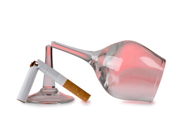 Broken cigarette and glasses