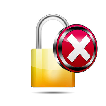 Icono candado 3D con se&ntilde;al error