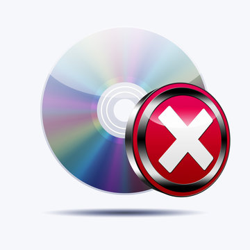 Icono CD 3D con se&ntilde;al error
