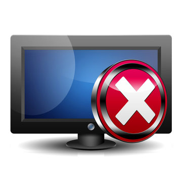 Icono monitor 3D con se&ntilde;al error