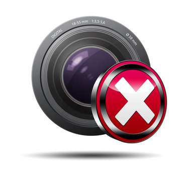 Lente de camara fotografica con se&ntilde;al error