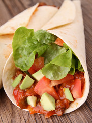 fajita burrito with beef,and vegetable