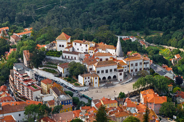 Fototapeta na wymiar National Palace of Sintra in Portugal, View from Above