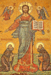 Fototapeta na wymiar Icon by the churches entrance