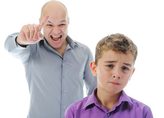 Strict father punishes his son