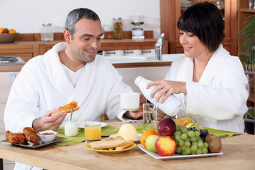 Having breakfast together