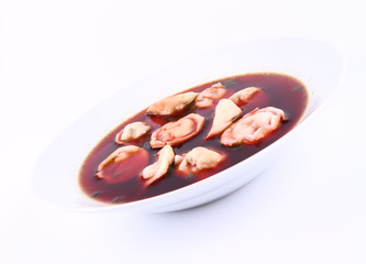 Polish red borscht with uszka (a mushroom filled dumplings)