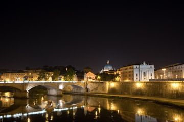 Fototapeta na wymiar Italy.Rome.Night.The bridge Vittorio Emmanuel