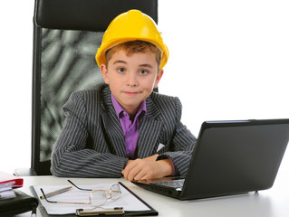 Young businessman using a laptop