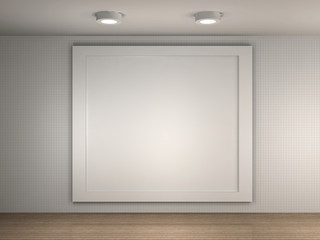 Naklejka na ściany i meble a illustration of a empty gallery with a big frame