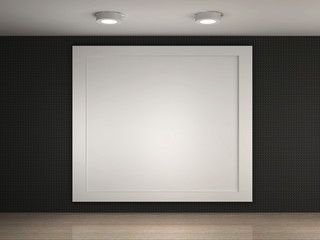 a illustration of a empty gallery with a big frame