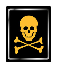 Danger sign with orange skull symbol