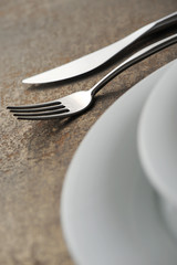 Close-up of silverware , on the dining table.