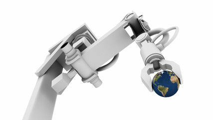 Earth in the Grip of a Robot Arm