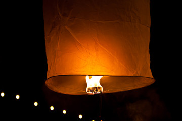 Floating lantern yeepang festival in Chiangmai, Thailand