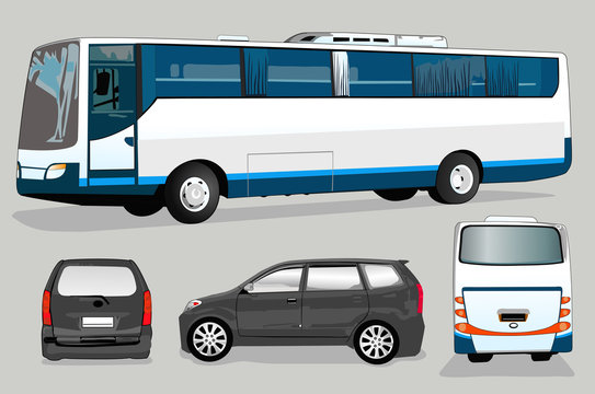 mini bus and bus