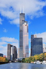 Naklejka premium Panoramę centrum Chicago