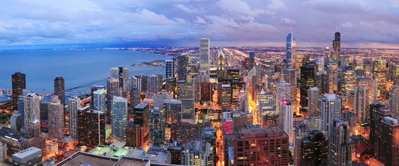 Printed kitchen splashbacks Chicago Chicago skyline panorama aerial view