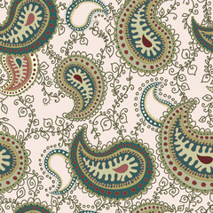 abstract seamless pattern with paisley elements - 37341443