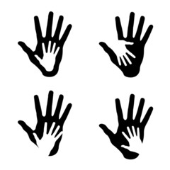 Set of Helping hands, abstract illustrations