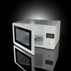 Fototapeta premium Open white microwave. 3d