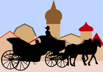 Carriages with horses